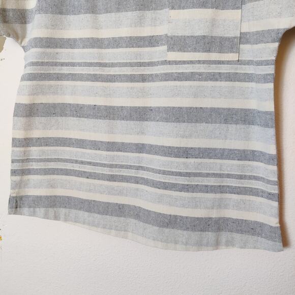 Linen Lux Australia Cotton Linen Gray Stripes Short Sleeve Top XS - Picture 4 of 10